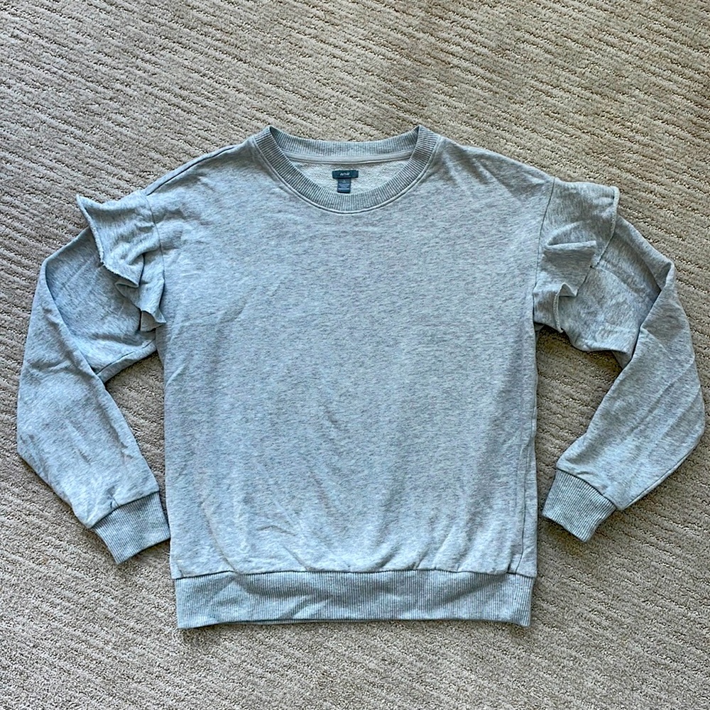 Aerie flutter sleeve crew neck sweatshirt - gray, size S
